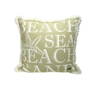 Beach House Coastal Pillow Down Filled, NOS, 20" x 20"